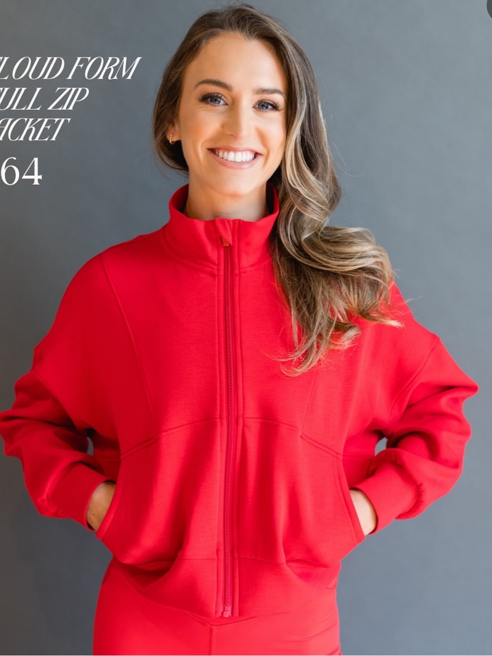 Red Full-Zip Bomber Jacket - Women's Lightweight Active Layer